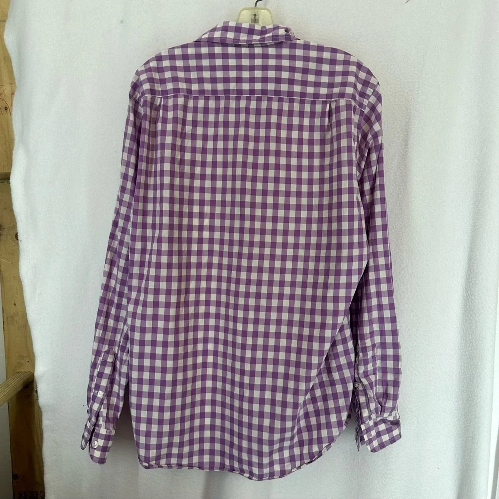 J Crew Lightweight Button Down Shirt Checkered Mens Medium‎ Purple